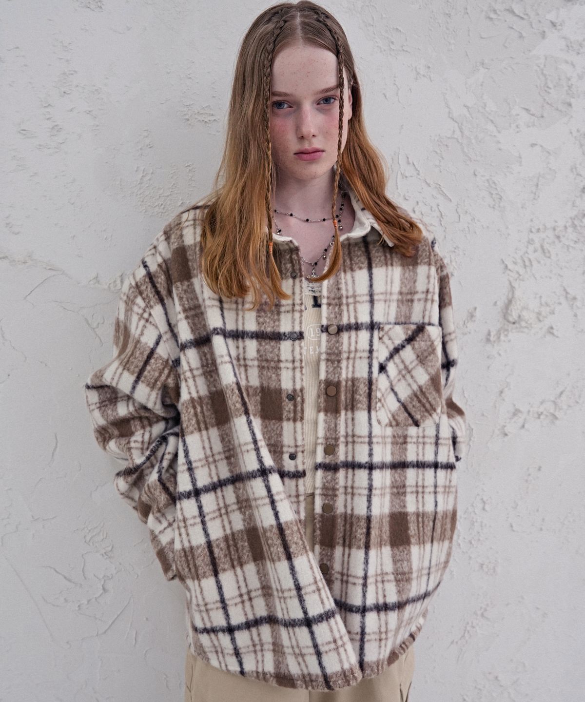 어반드레스(AVANDRESS) Albert Overfit Check Shirt Jacket GREY