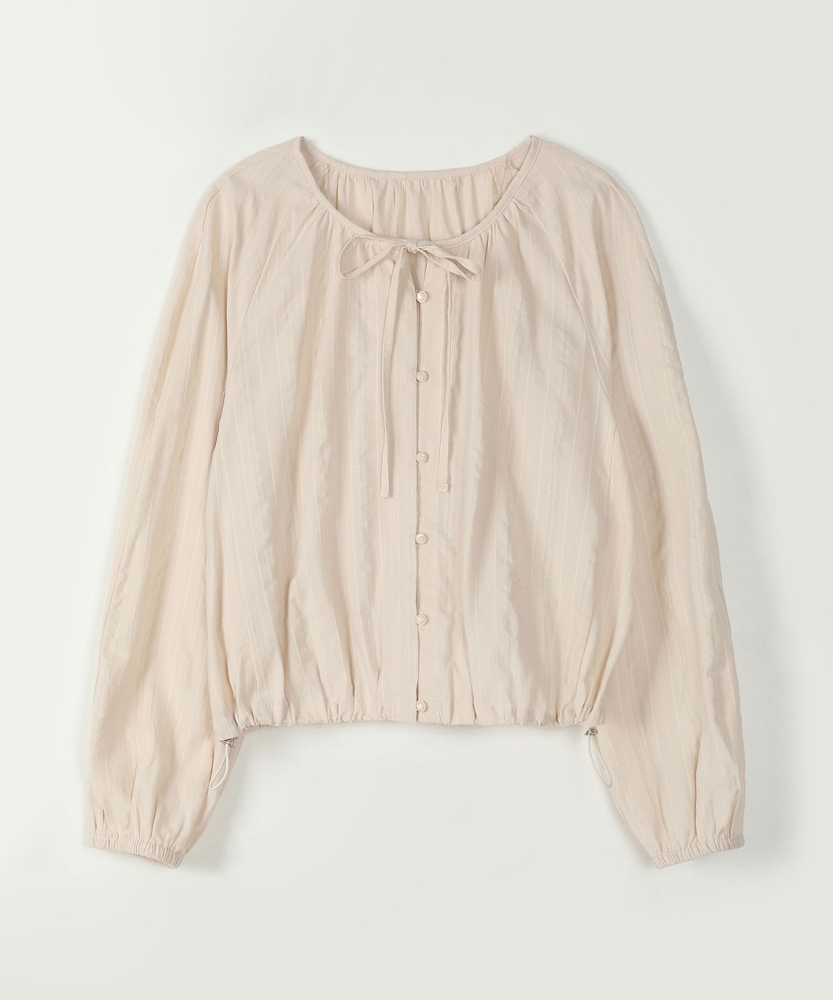 아위(AHWE) DRAWSTRING SHIRRING BLOUSE_L BEIGE