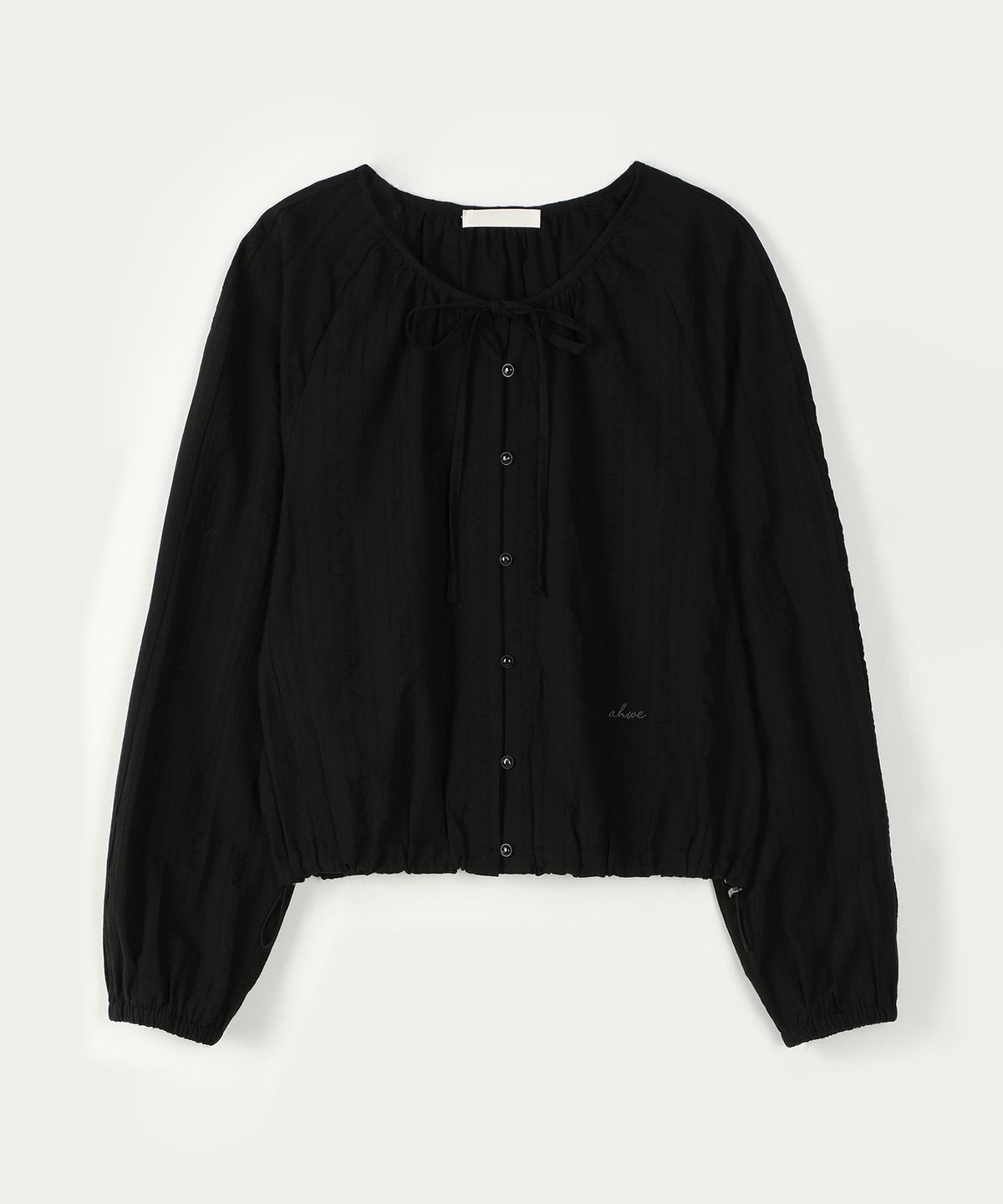 아위(AHWE) DRAWSTRING SHIRRING BLOUSE_BLACK