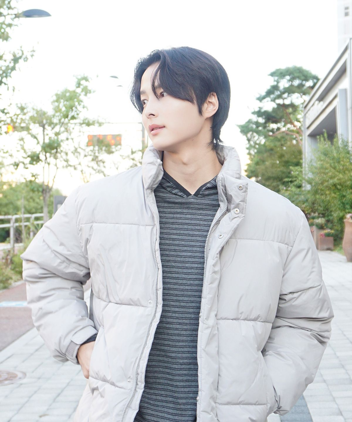 베이직하우스(BASIC HOUSE) 데일리 웰론 패딩 점퍼 라이트그레이 LZPJ7101