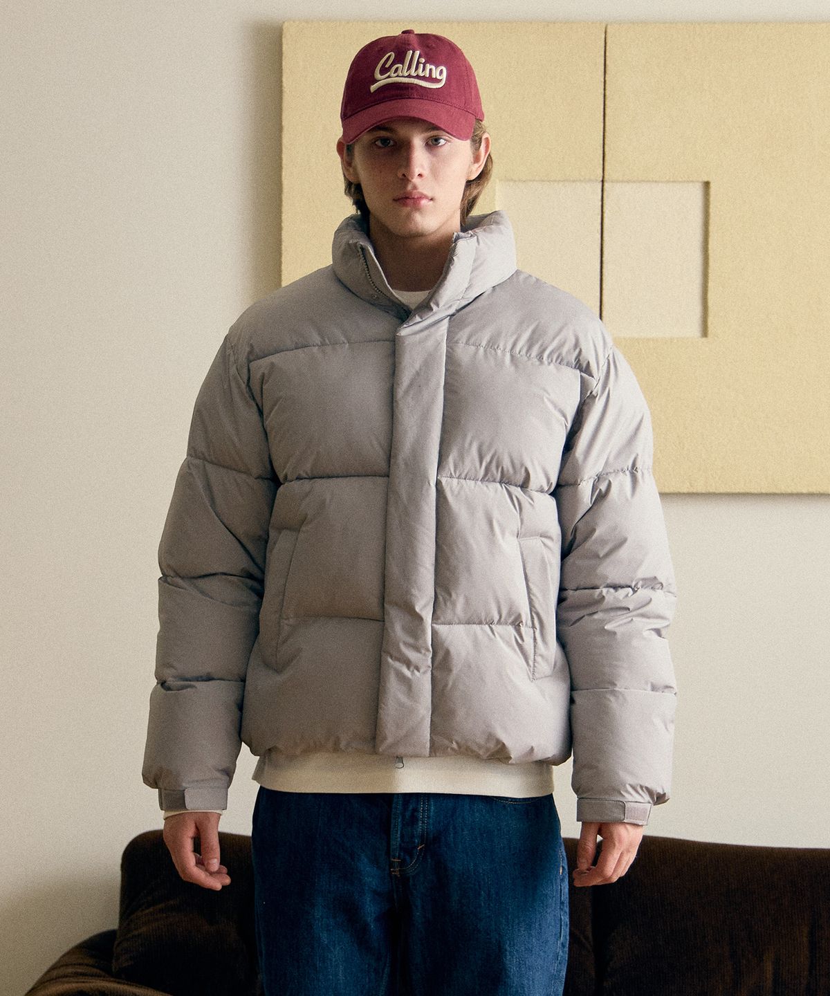 베이직하우스(BASIC HOUSE) 데일리 웰론 패딩 점퍼 라이트그레이 LZPJ7101