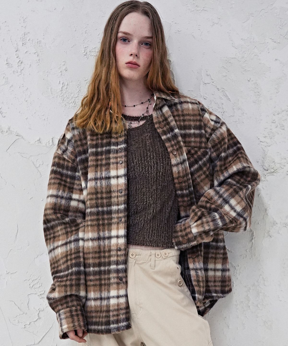 어반드레스(AVANDRESS) Sanders Check Shirt Jacket BLACK