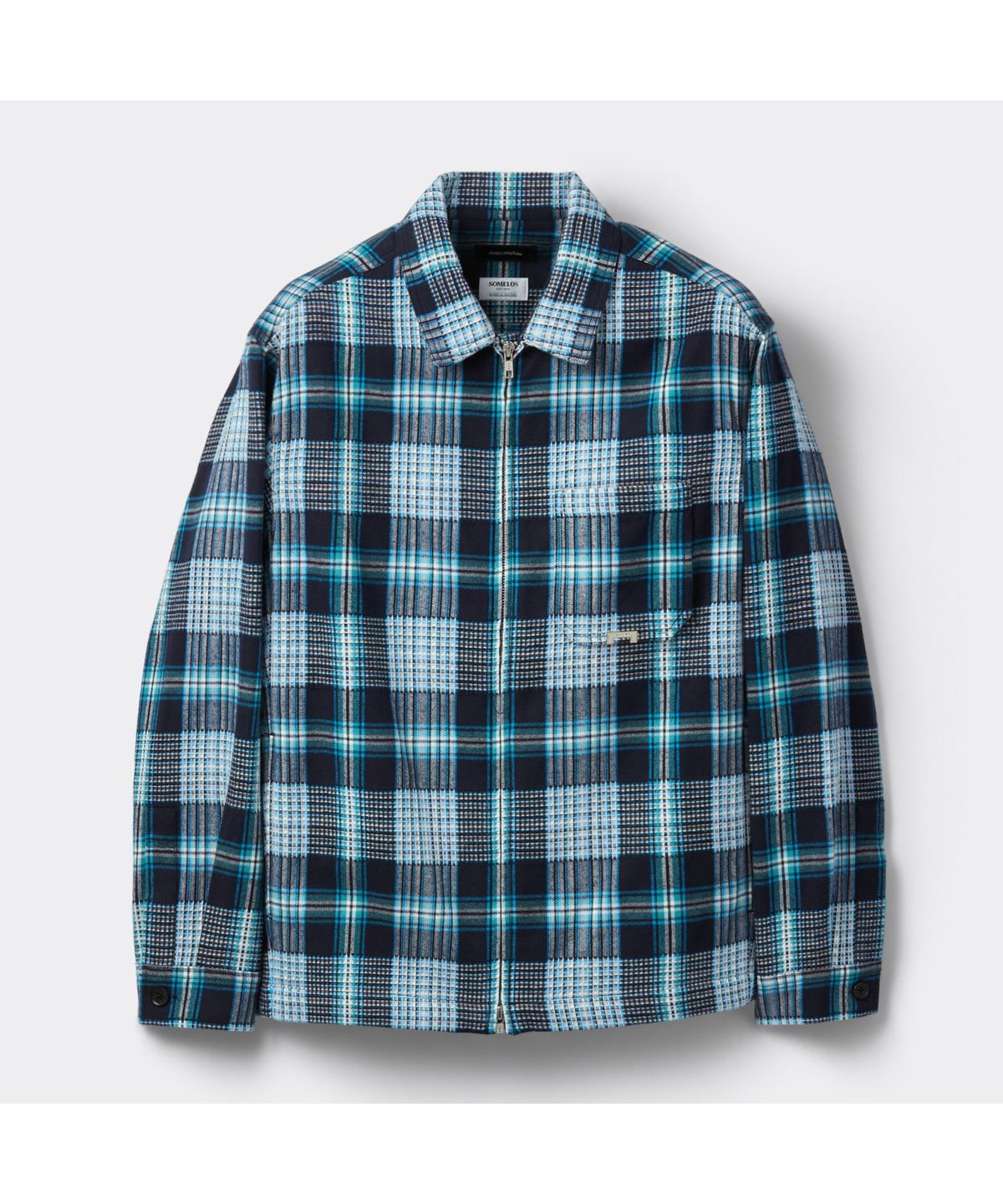 커스텀멜로우(CUSTOMELLOW) Blue Check Zip Up Outer Shirt CWSAW25303BUX