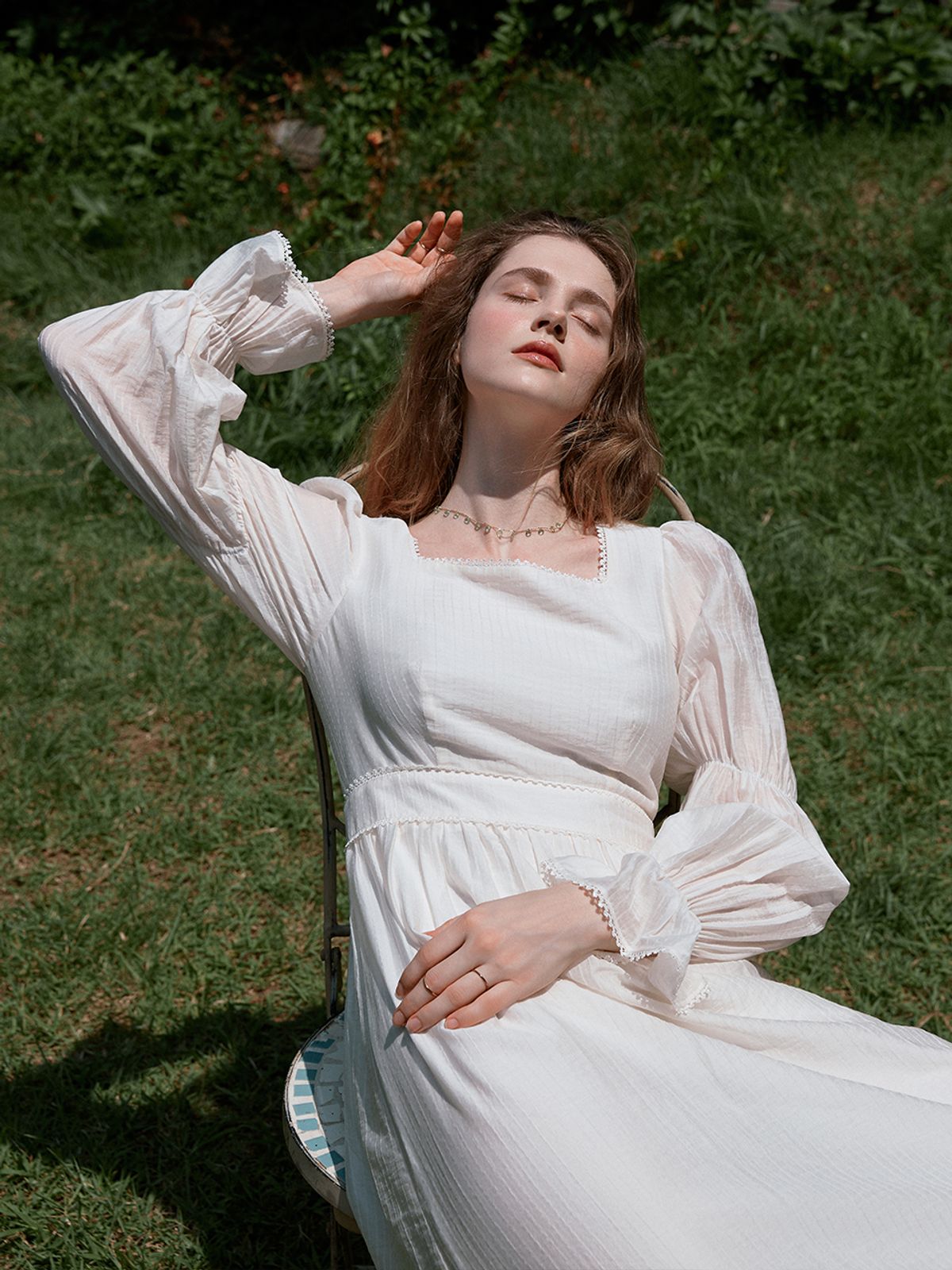 르니나(LENINA) JULIET square neck dress_IVORY