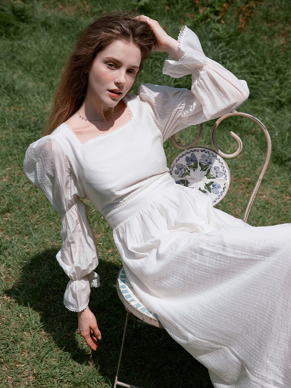 르니나(LENINA) JULIET square neck dress_IVORY