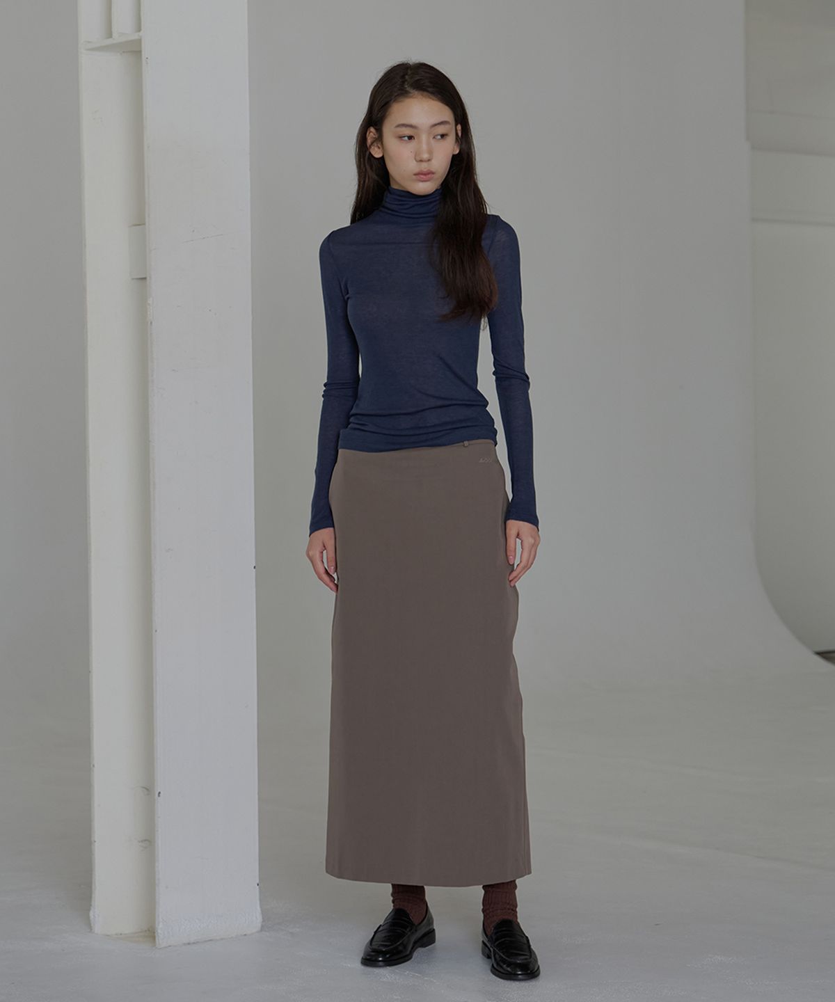 벗튼(BUT'TON) Standard Fit Long Skirt (Brown)
