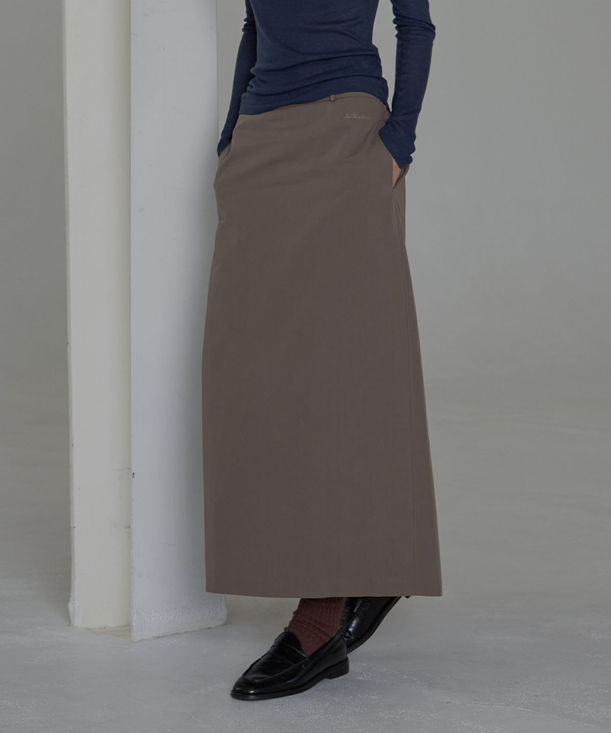 벗튼(BUT'TON) Standard Fit Long Skirt (Brown)