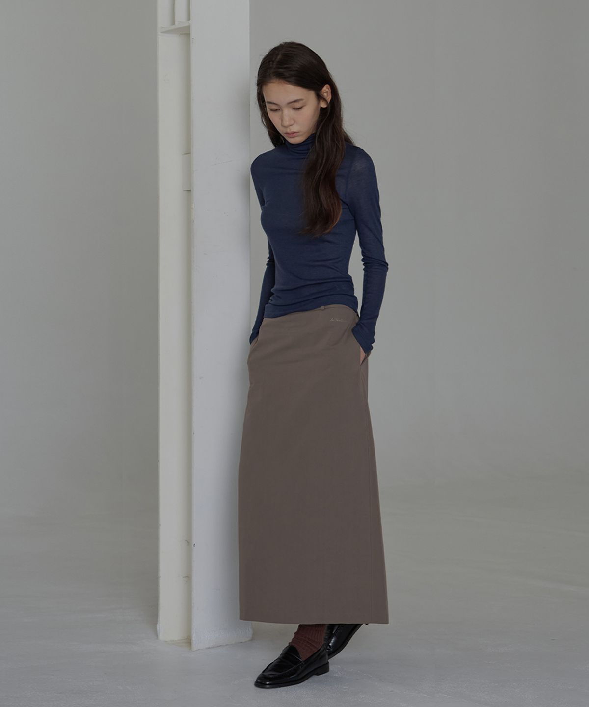 벗튼(BUT'TON) Standard Fit Long Skirt (Brown)
