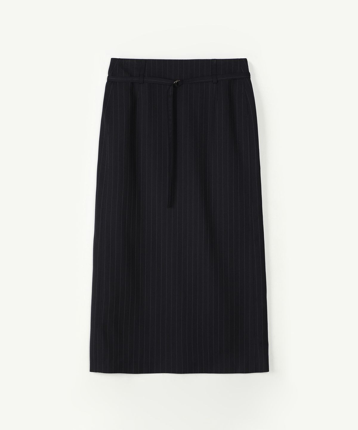 아위(AHWE) STRIPE H-LINE SKIRT_NAVY
