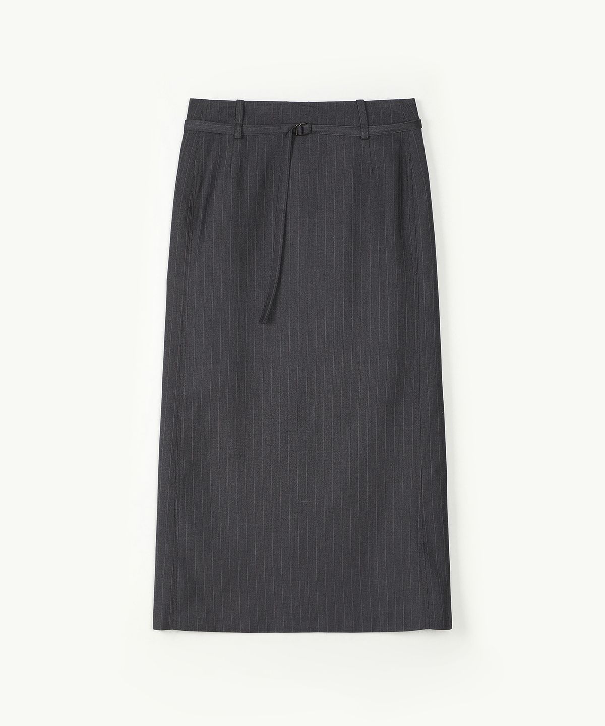 아위(AHWE) STRIPE H-LINE SKIRT_CHARCOAL