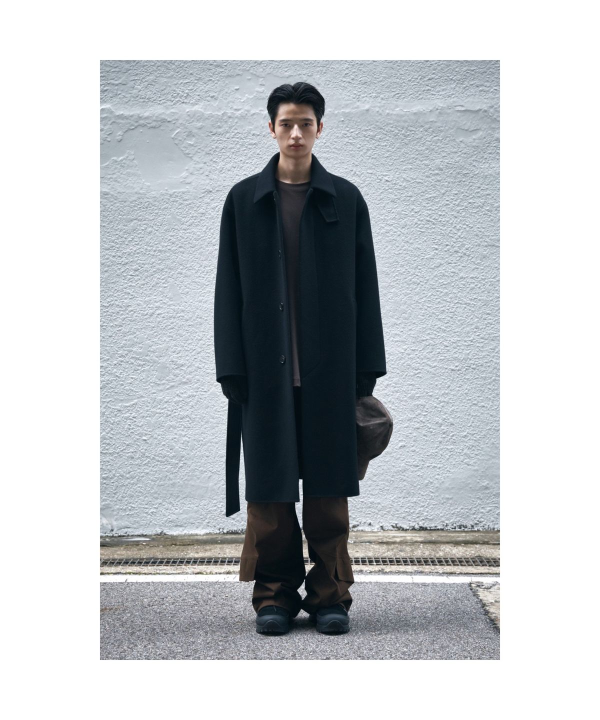커스텀멜로우(CUSTOMELLOW) Black Wool Mac Coat CQCAW25711BKX