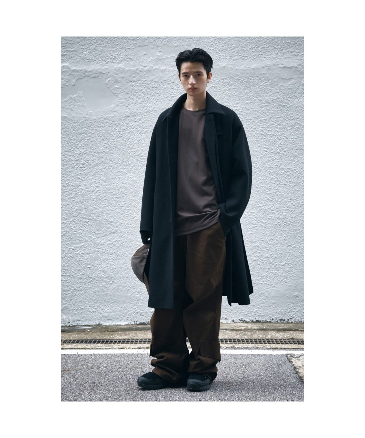 커스텀멜로우(CUSTOMELLOW) Black Wool Mac Coat CQCAW25711BKX
