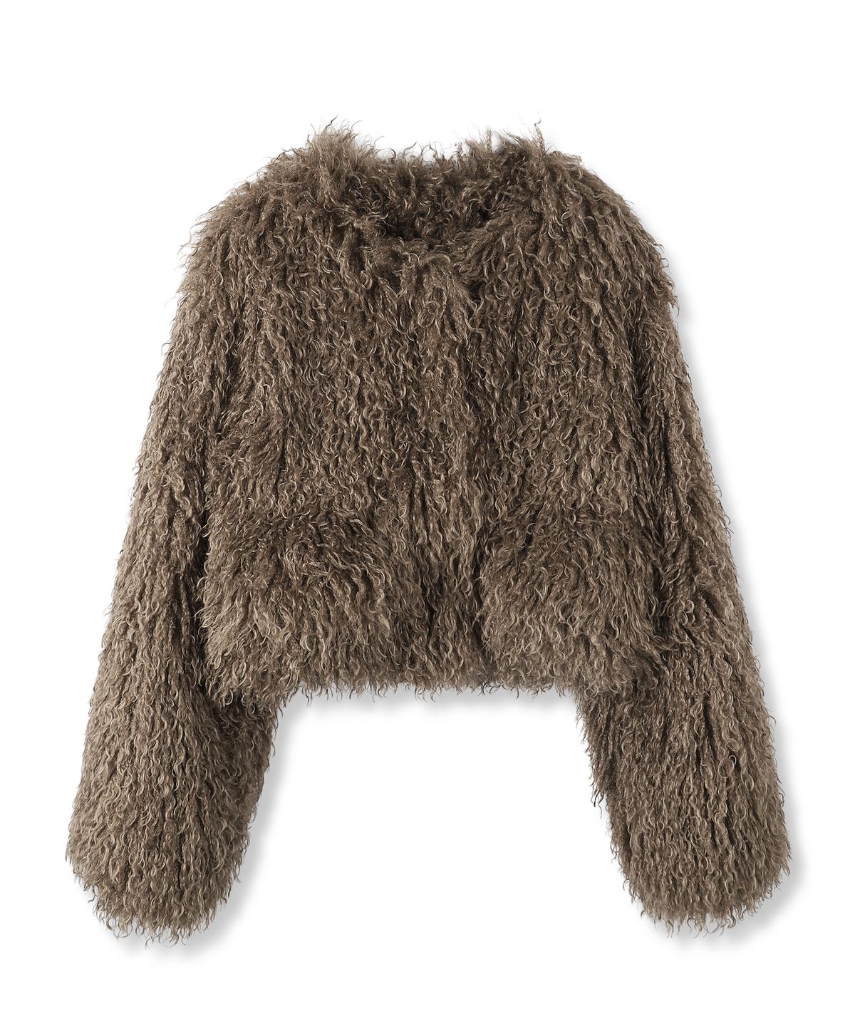 어반드레스(AVANDRESS) Crop Teddy Fur Jacket BROWN
