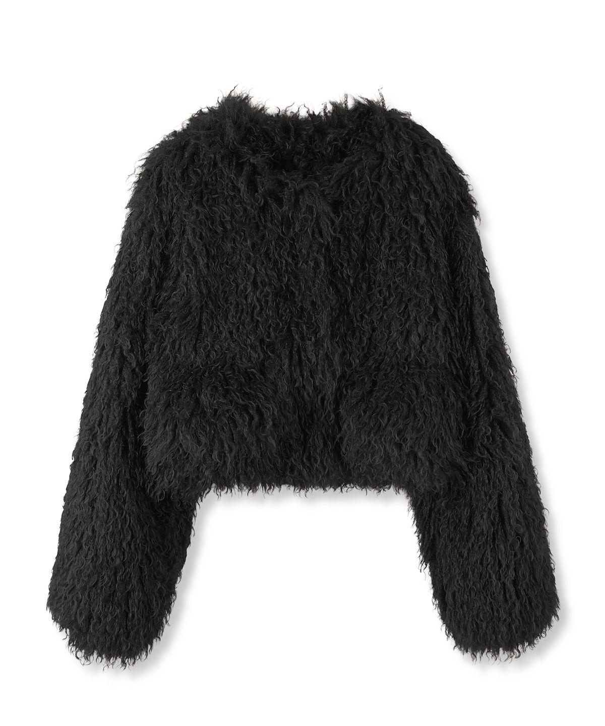 어반드레스(AVANDRESS) Crop Teddy Fur Jacket BLACK
