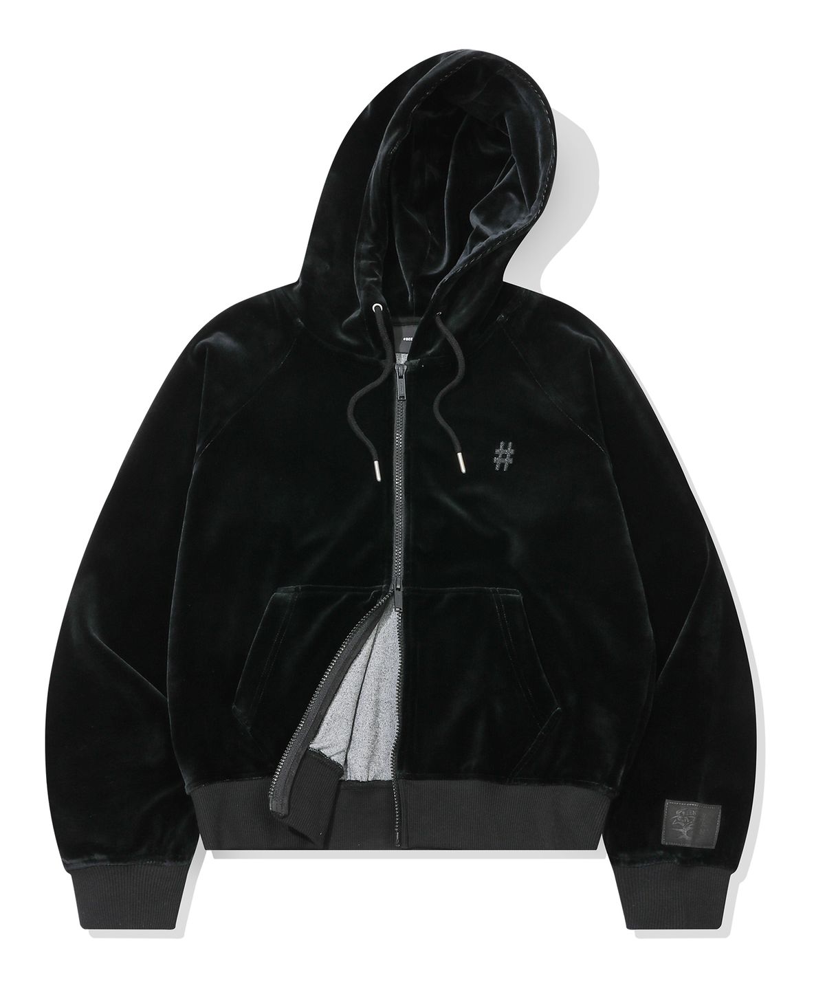 빈트릴(BEENTRILL) 우먼즈 벨로아 래글런 후드집업(블랙)