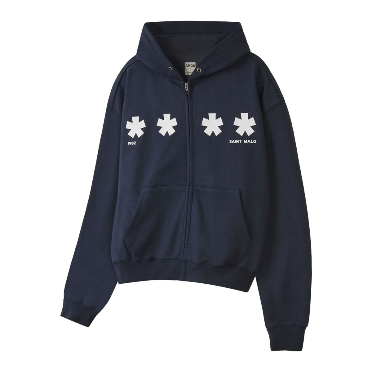 아모우(AMOU) Square Star Hoodie Zip Up NAVY