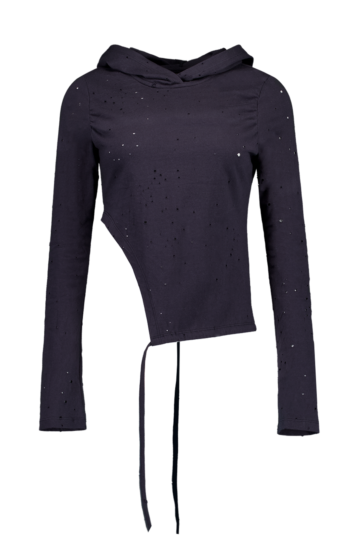백시(BEKSI) PUNCHING SHIRRING HOODIE, CHARCOAL