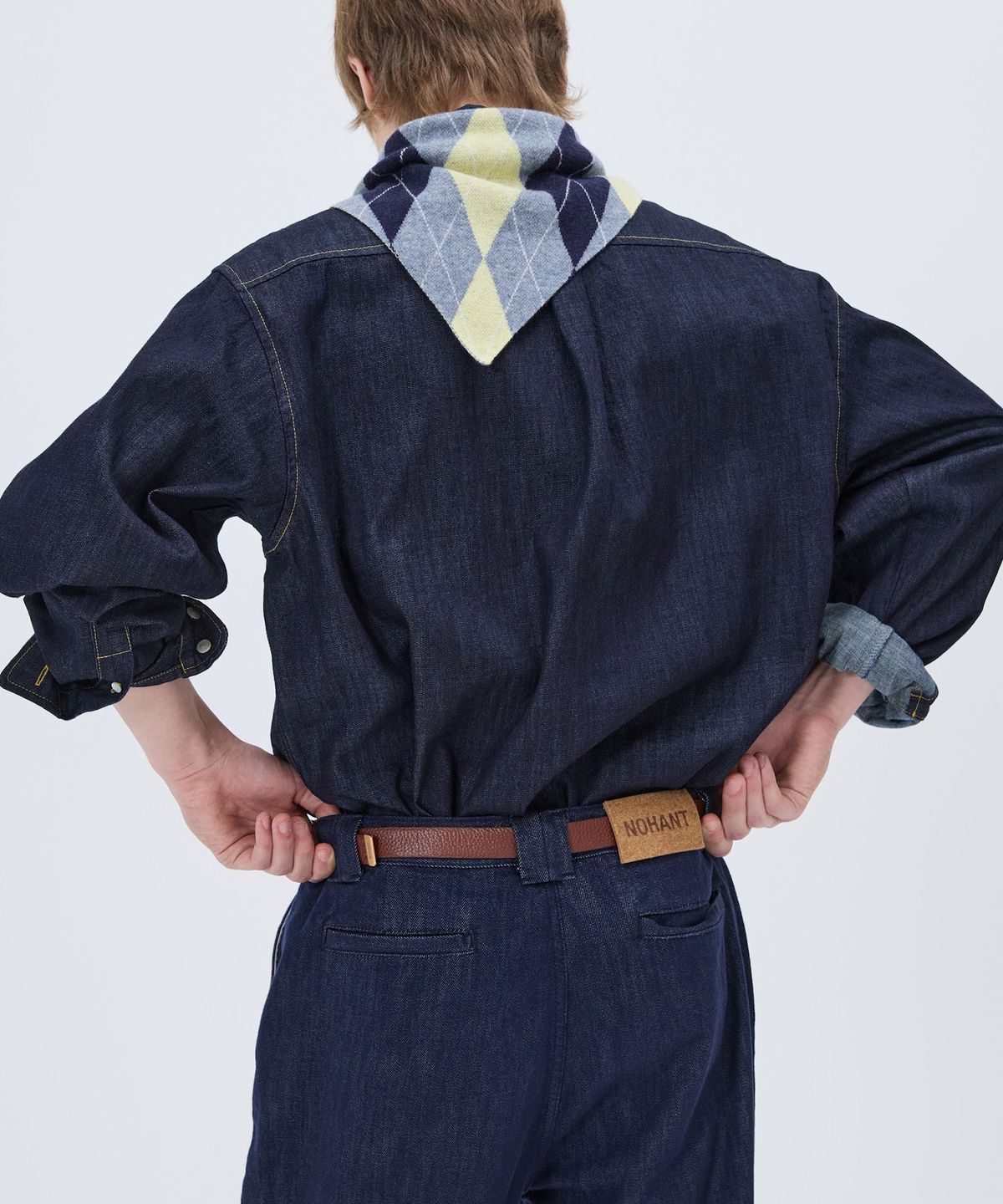 노앙(NOHANT) MINIMAL FLARE DENIM PANTS DARK BLUE