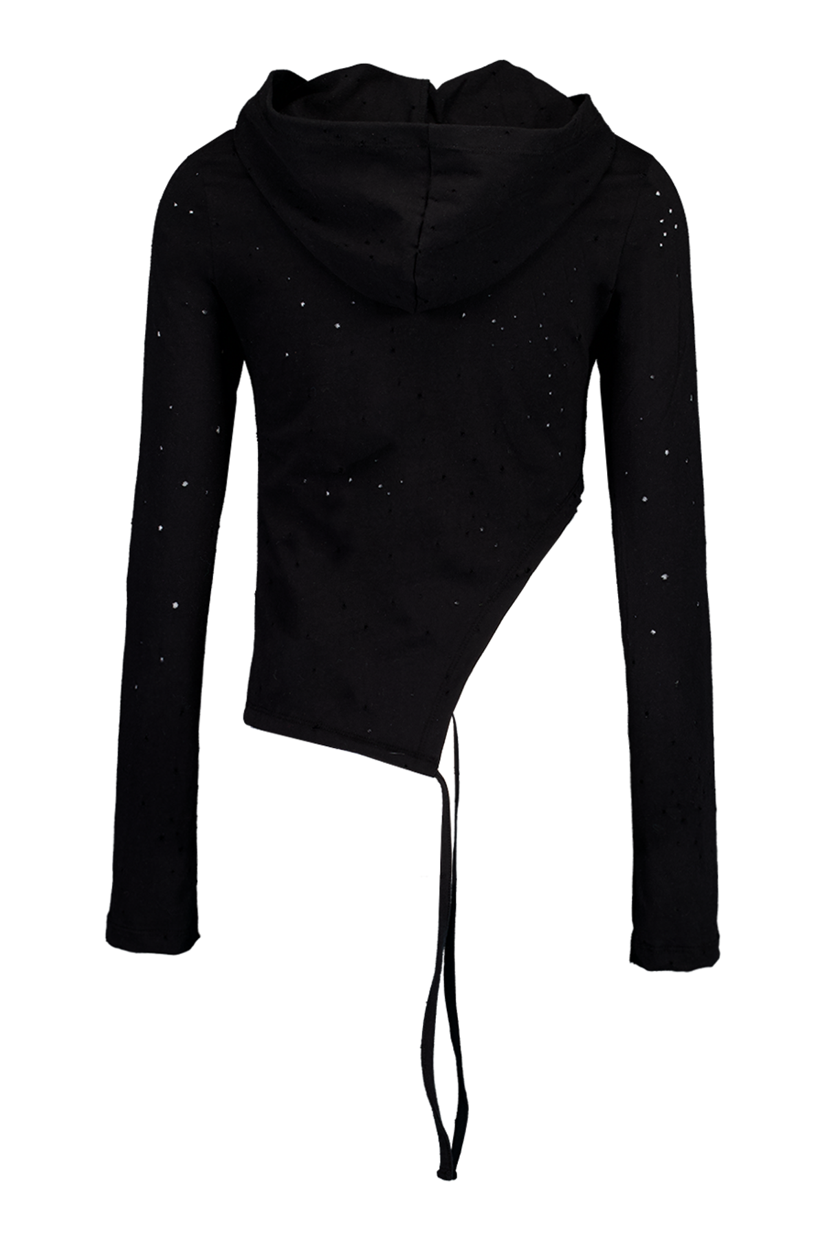 백시(BEKSI) PUNCHING SHIRRING HOODIE, BLACK