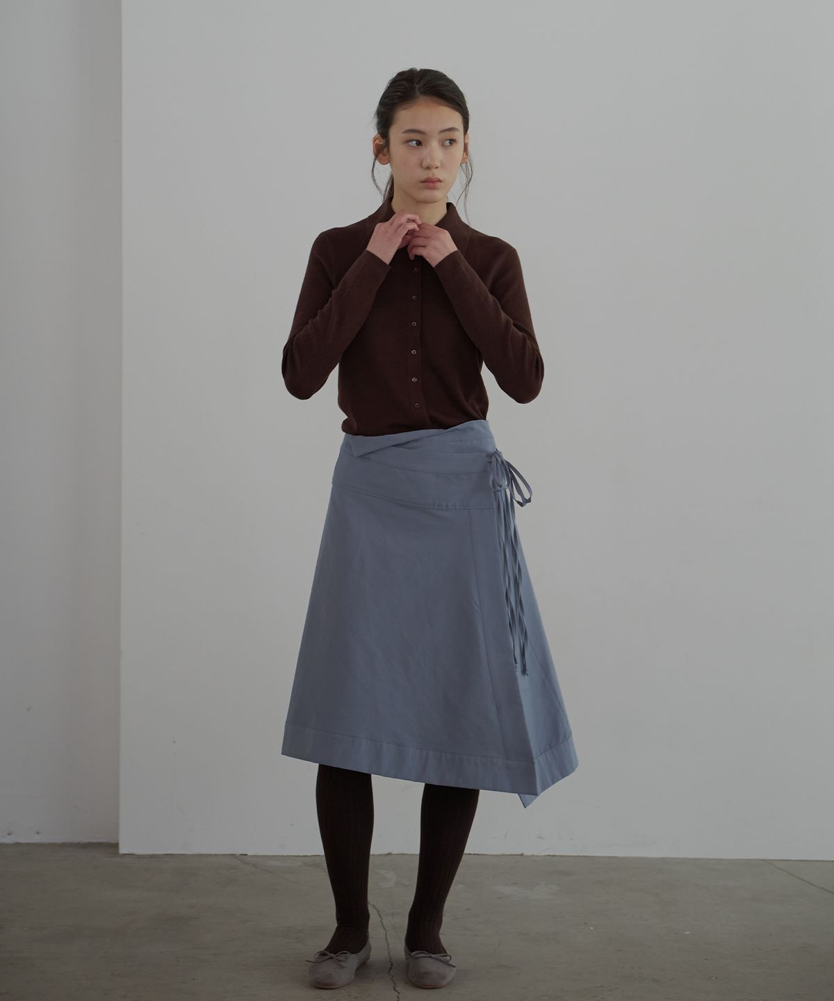벗튼(BUT'TON) Unbalanced Wrap Skirt (2 colors)