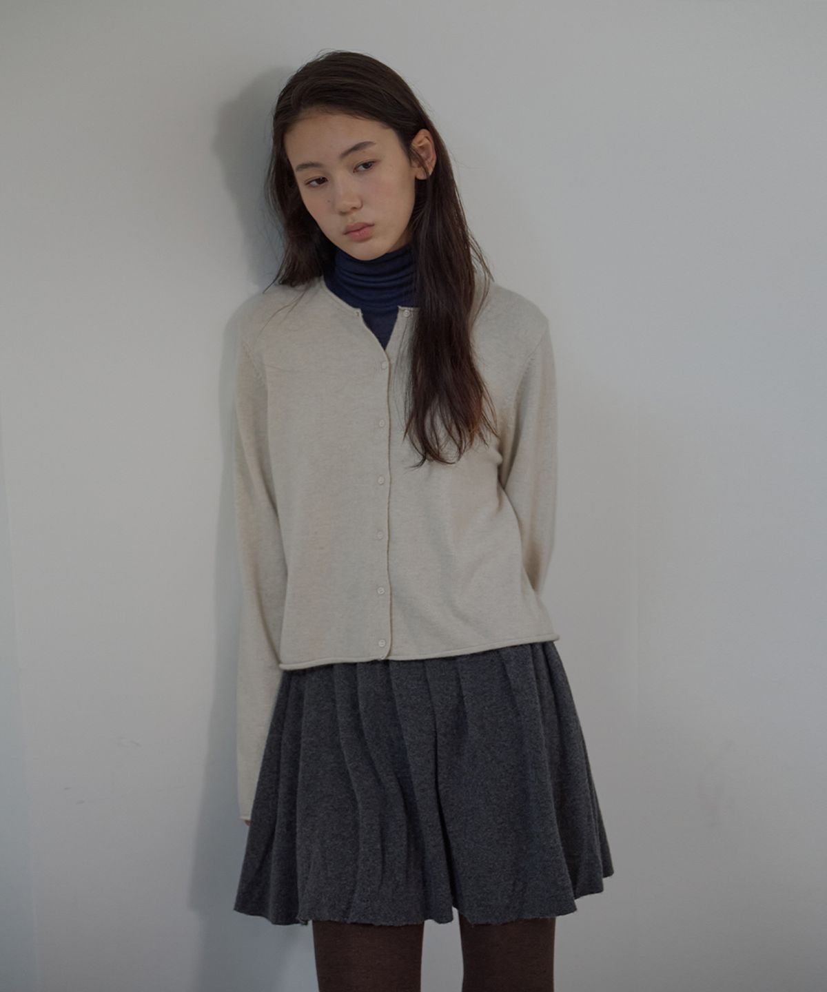 벗튼(BUT'TON) Pleats Wool Mini Skirt (Charcoal)