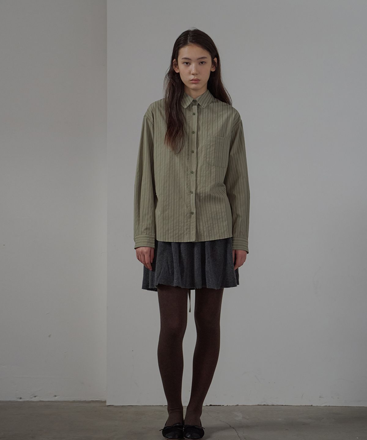 벗튼(BUT'TON) Stripe Loop Shirt (Khaki)