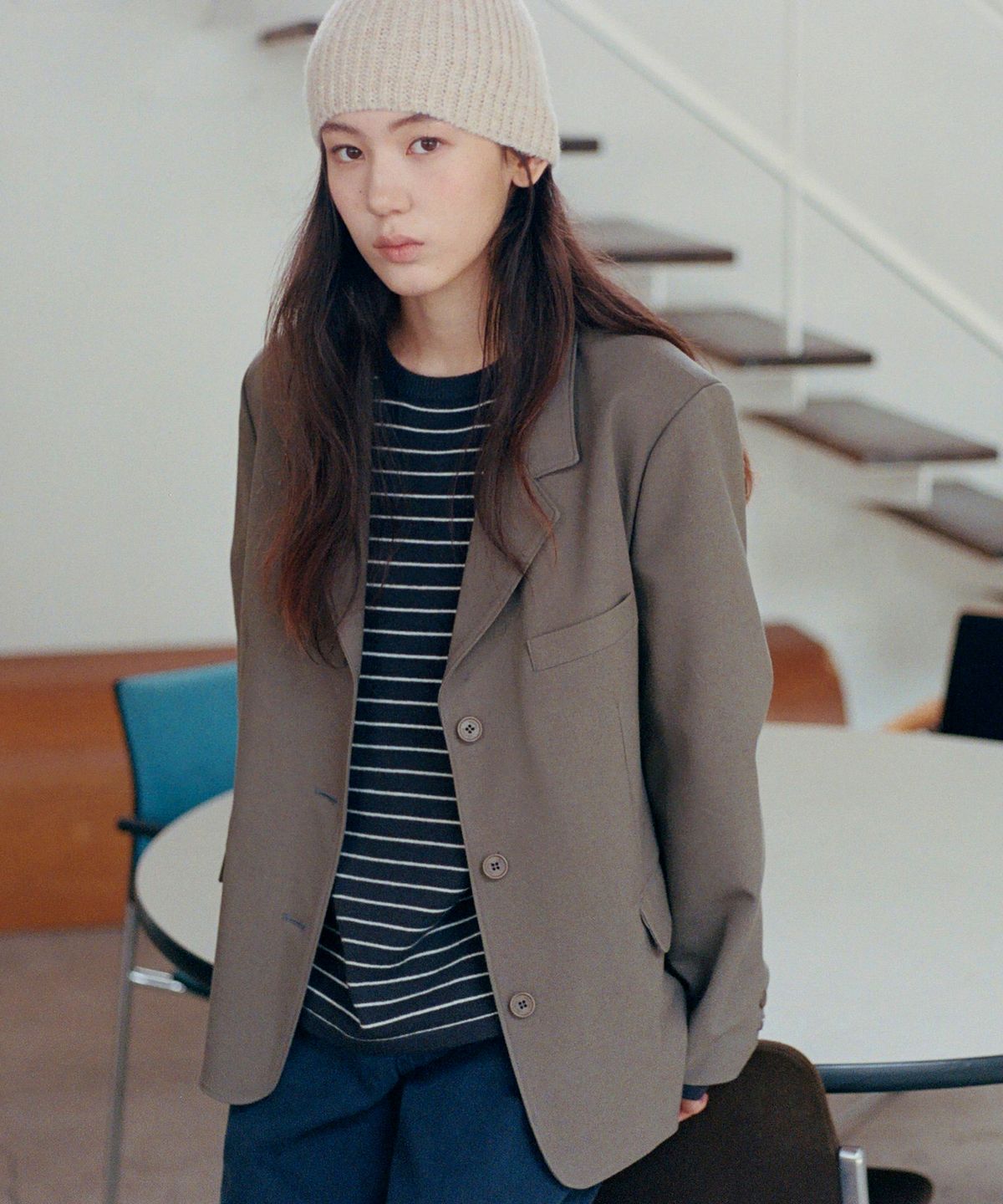 벗튼(BUT'TON) WooL Single Jacket (khaki-brown)