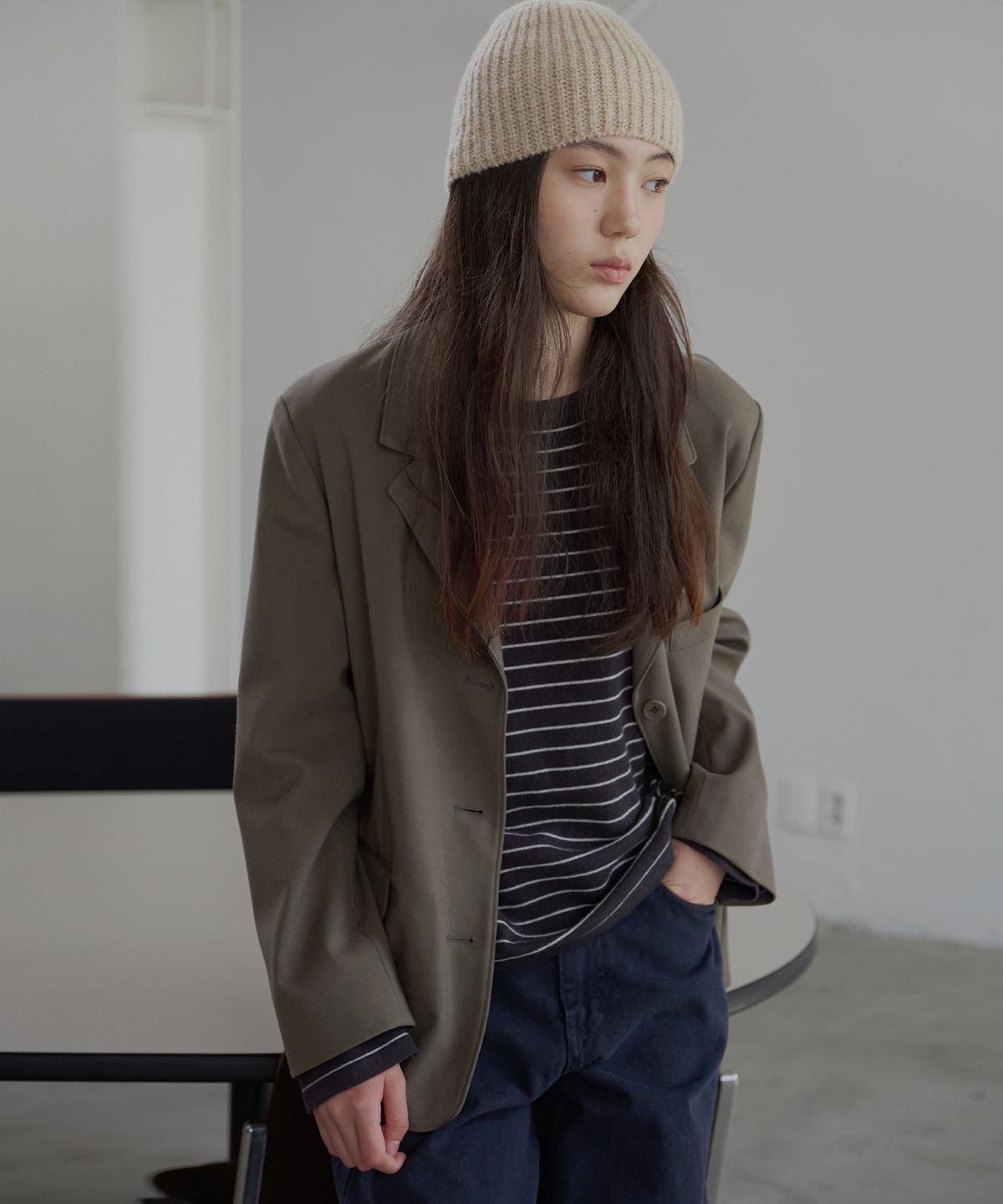 벗튼(BUT'TON) WooL Single Jacket (khaki-brown)