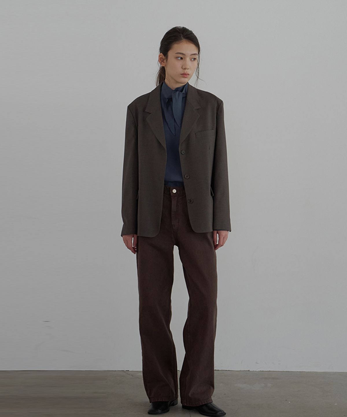 벗튼(BUT'TON) WooL Single Jacket (Chacoal-Brown)