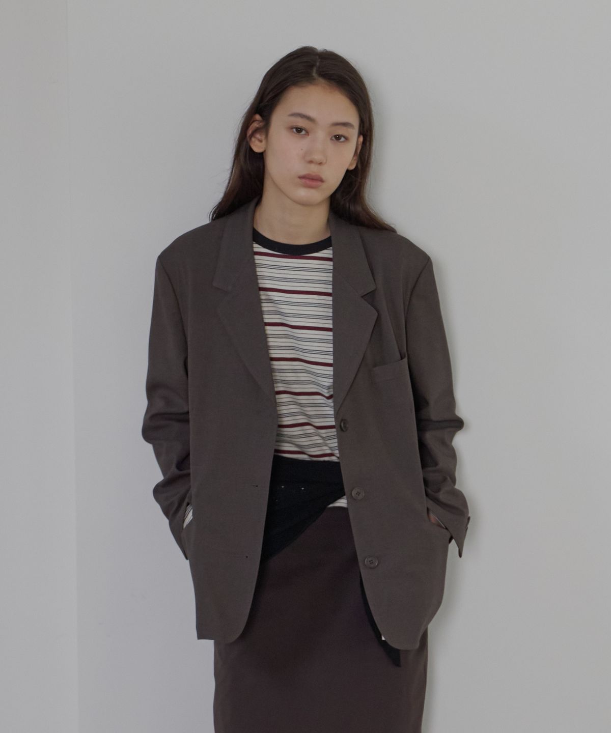 벗튼(BUT'TON) WooL Single Jacket (Chacoal-Brown)