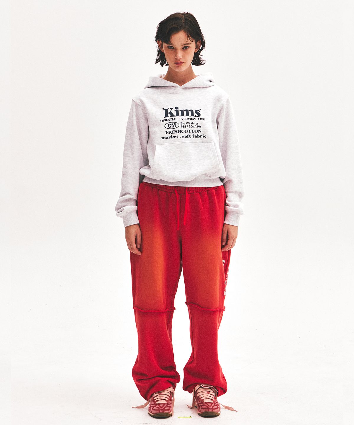 킴스 프레시 코튼 마켓(KIMS FRESH COTTON MARKET) (Unisex) Everyday Bam Logo Hoodie Grey