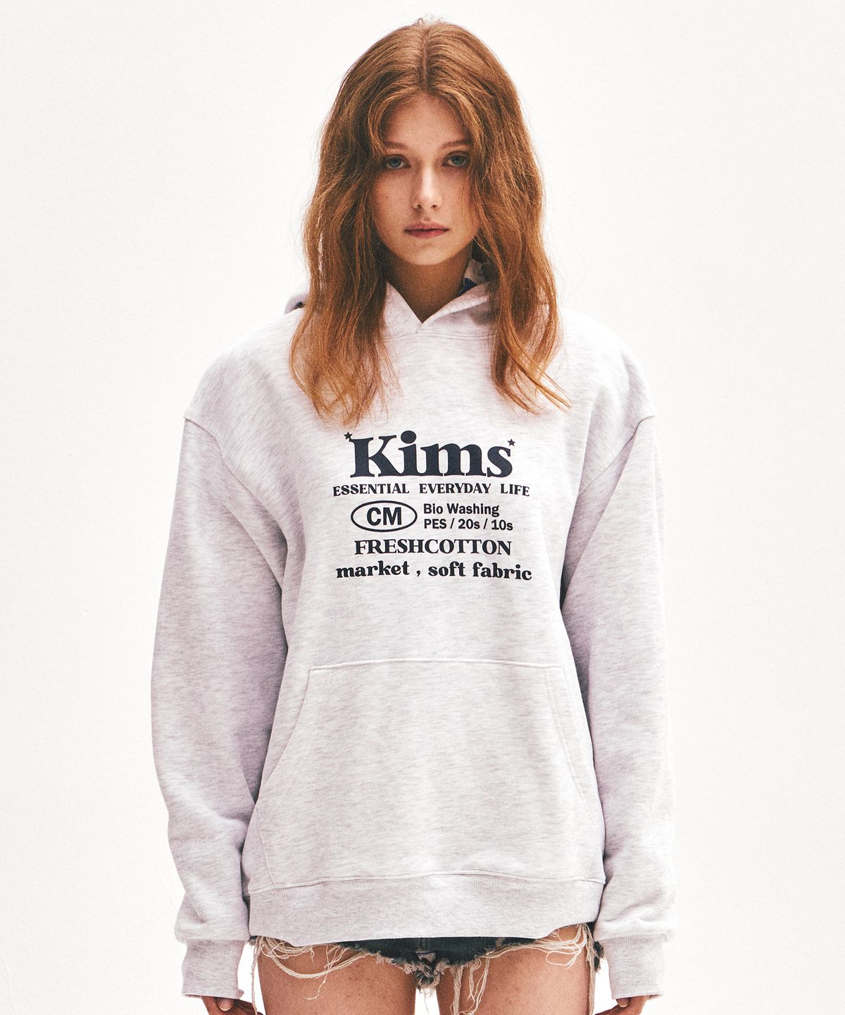킴스 프레시 코튼 마켓(KIMS FRESH COTTON MARKET) (Unisex) Everyday Bam Logo Hoodie Grey