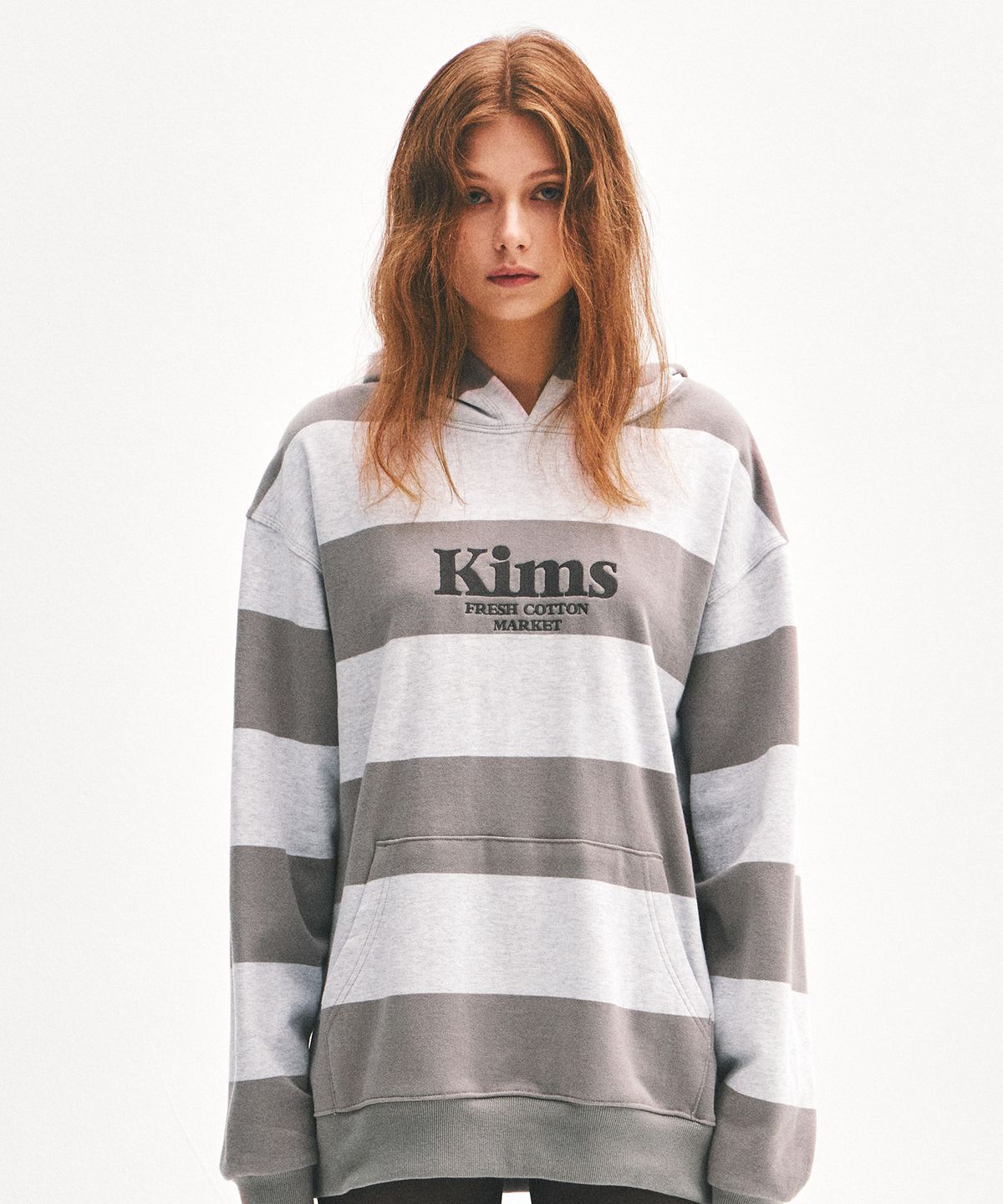 킴스 프레시 코튼 마켓(KIMS FRESH COTTON MARKET) Kims Stripe Hoodie Grey