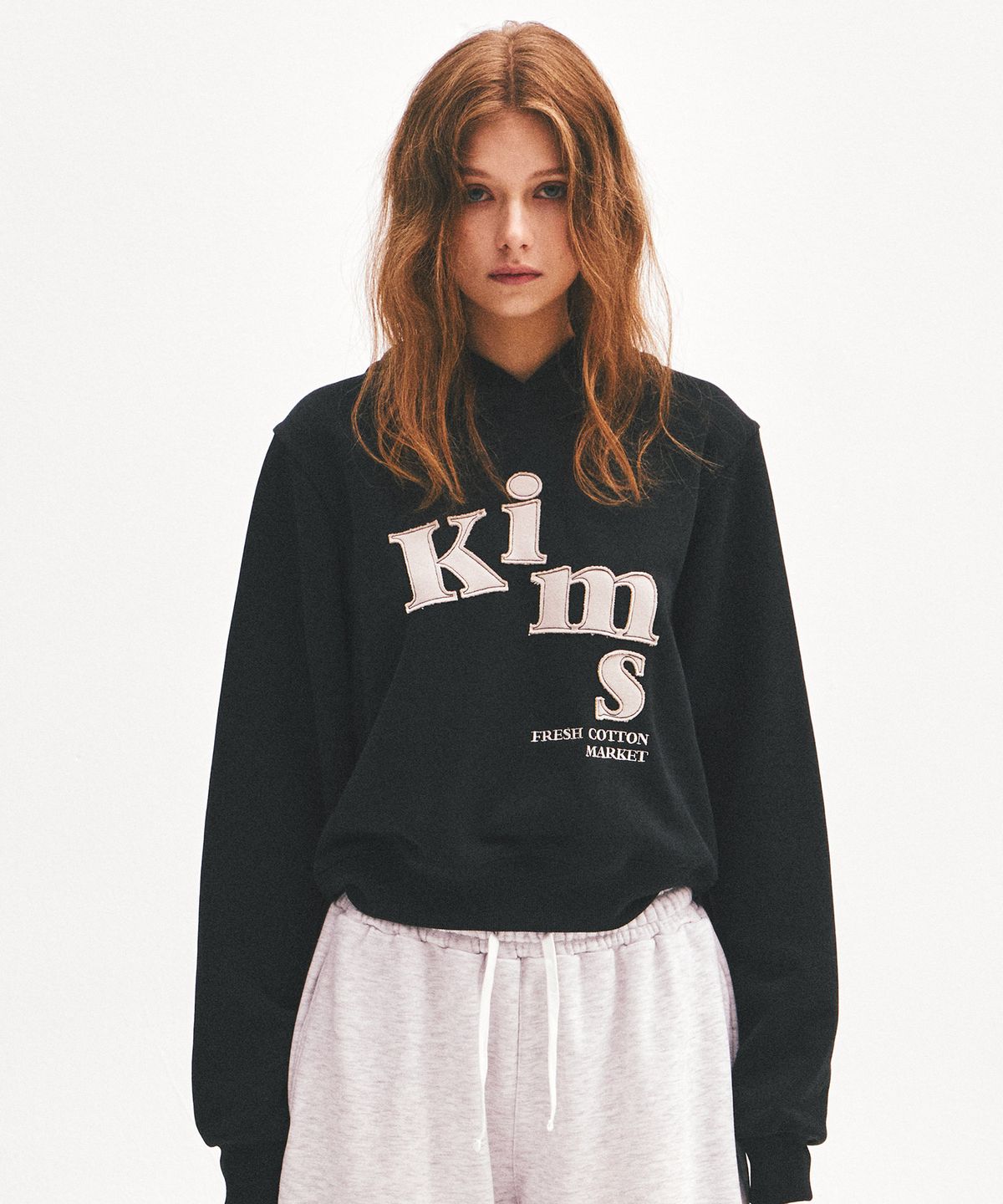 킴스 프레시 코튼 마켓(KIMS FRESH COTTON MARKET) Messy Terry App Hoodie Black