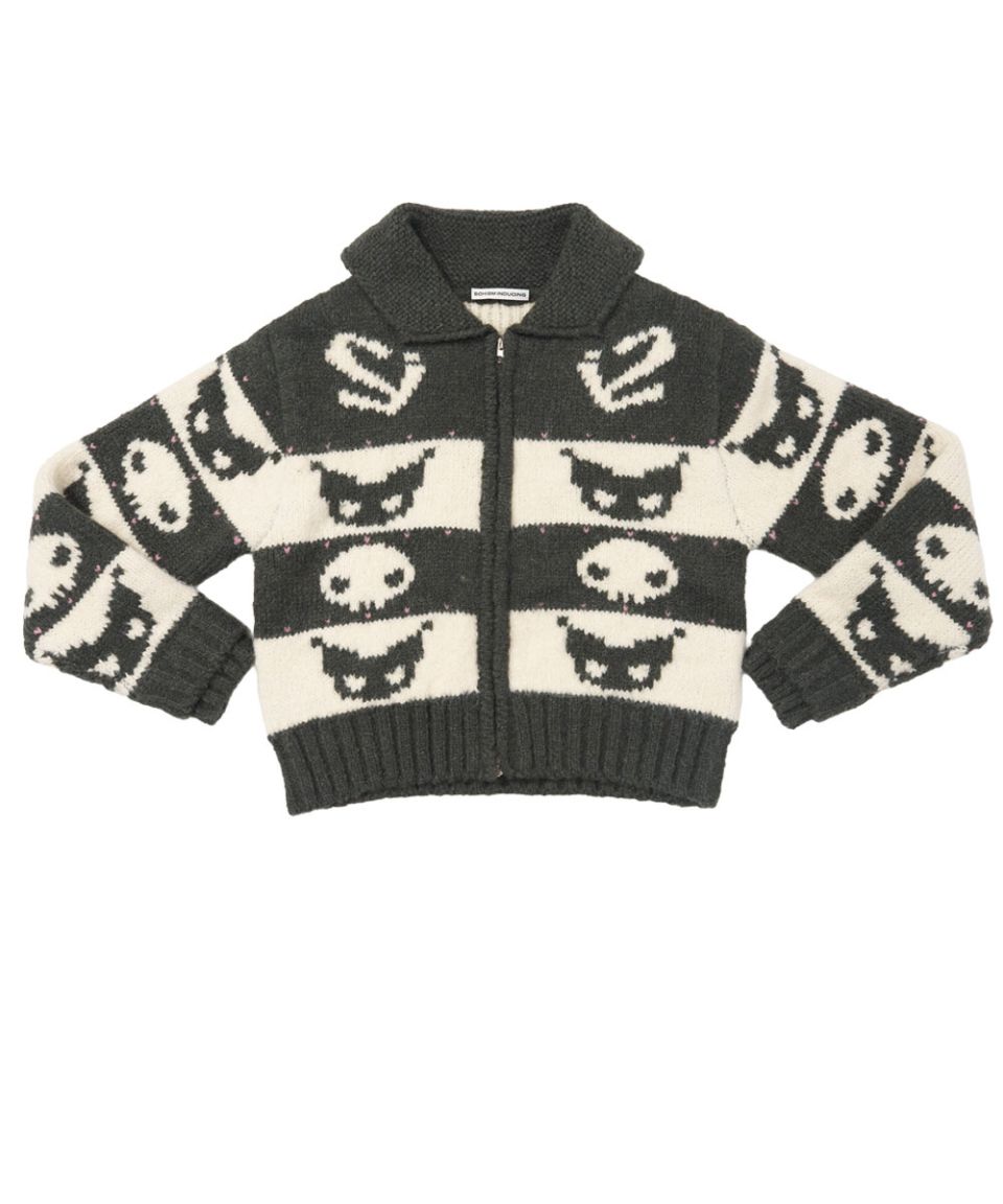 MUSINSA公式 | SCHISM INDUCING KUROMI COWICHAN ZIP CARDIGAN CHARCOAL