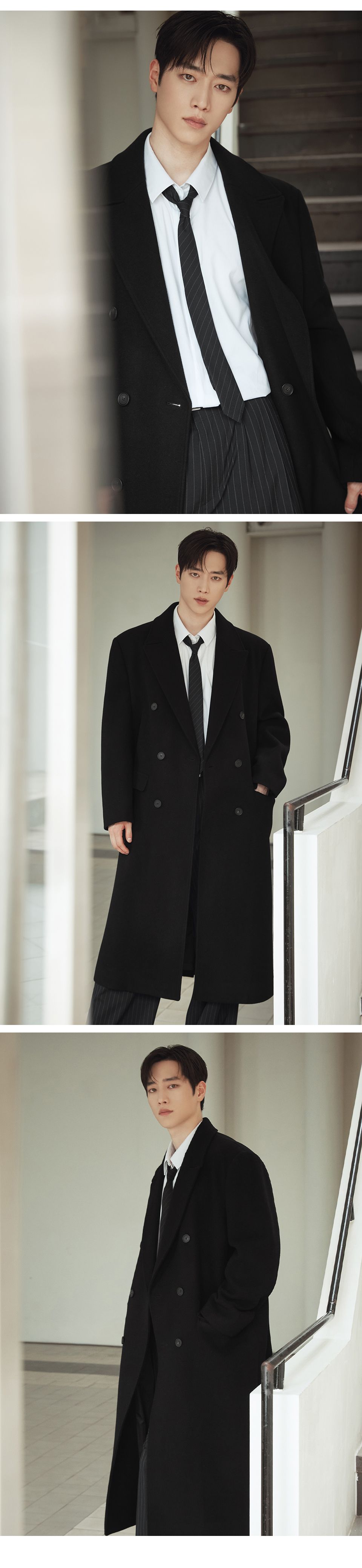 MUSINSA | DRAW FIT Premier Wool Maxi Double Chester Coat [BLACK]