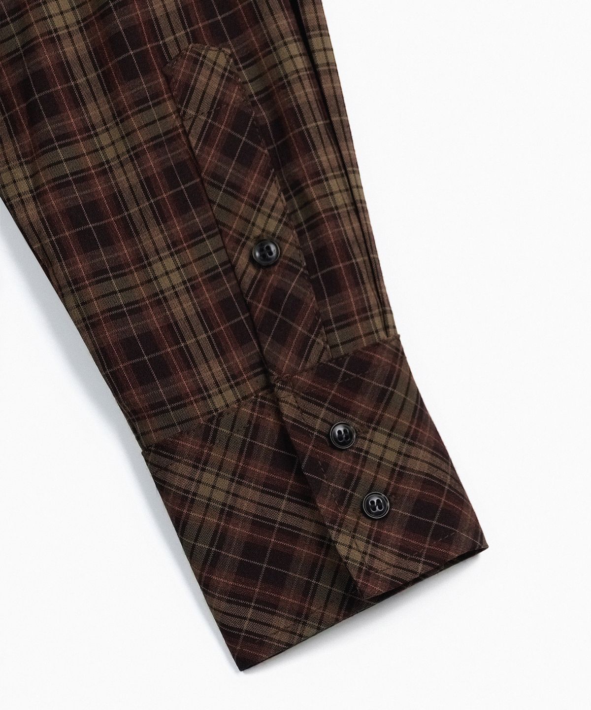 하우스 오브 폰드(HOUSE OF POND) Plaid Check Cross Button Shirt_Brown
