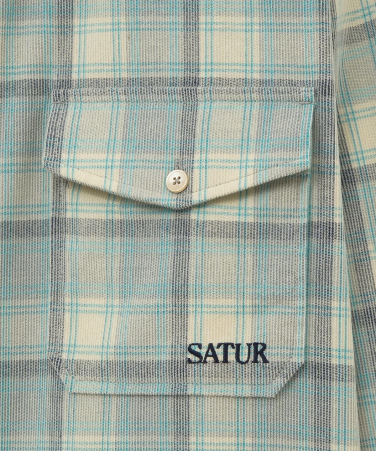 세터(SATUR) 코듀로이 체크 셔츠 블루