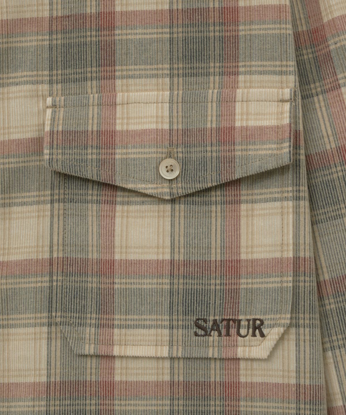 세터(SATUR) 코듀로이 체크 셔츠 베이지