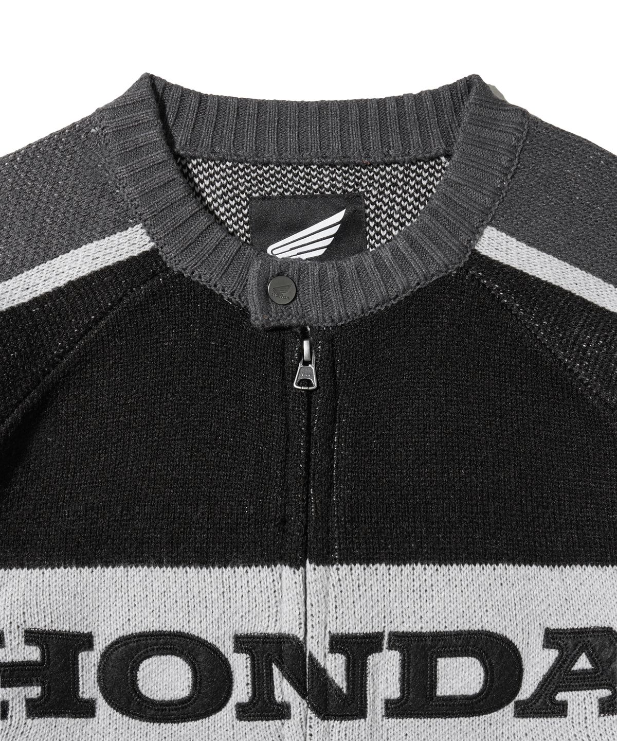 핍스 모터사이클(PHYPS MOTORCYCLE) Big Logo Knit Zip-up Charcoal