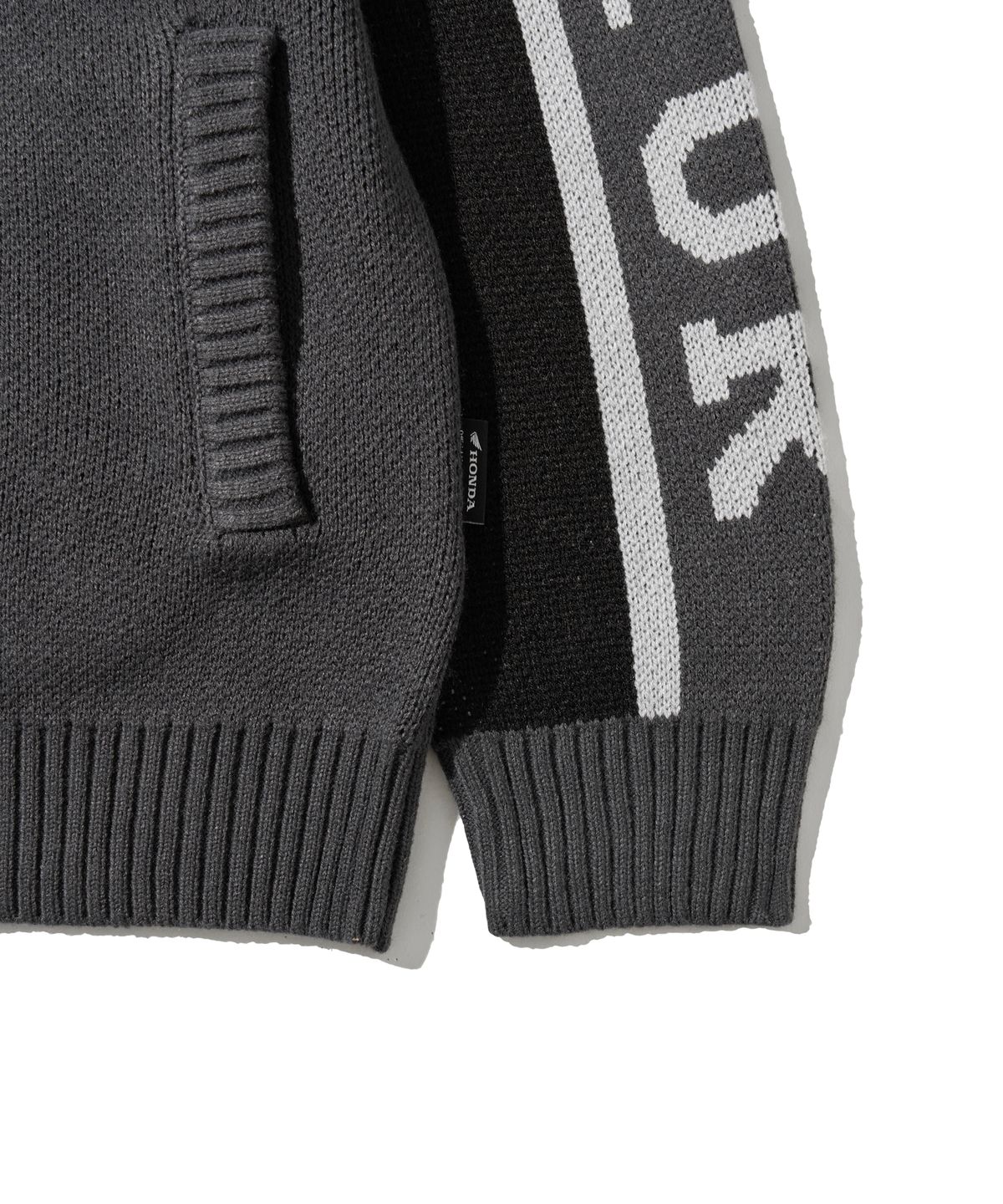 핍스 모터사이클(PHYPS MOTORCYCLE) Big Logo Knit Zip-up Charcoal