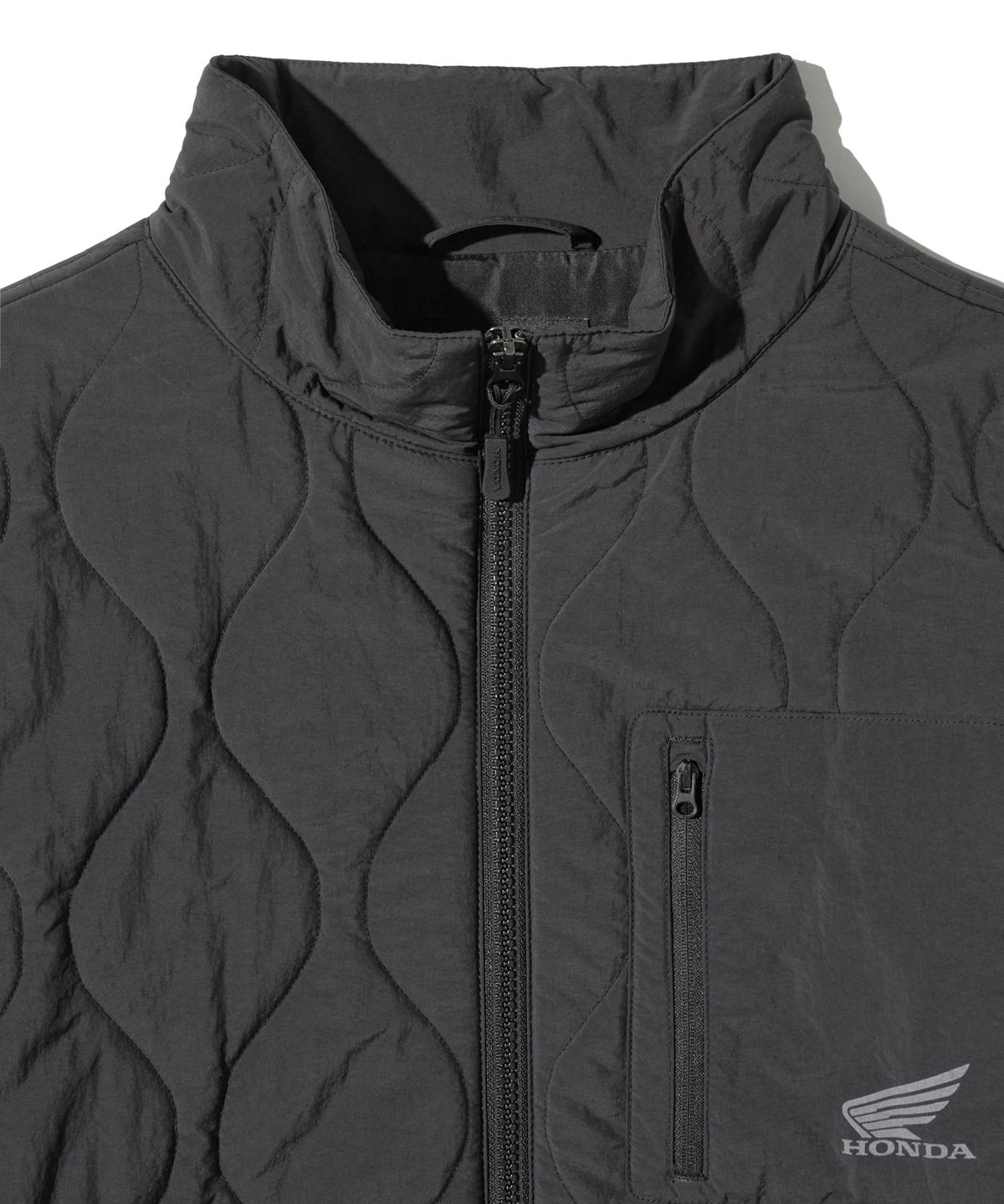 핍스 모터사이클(PHYPS MOTORCYCLE) Quilting Collarless Jacket Black