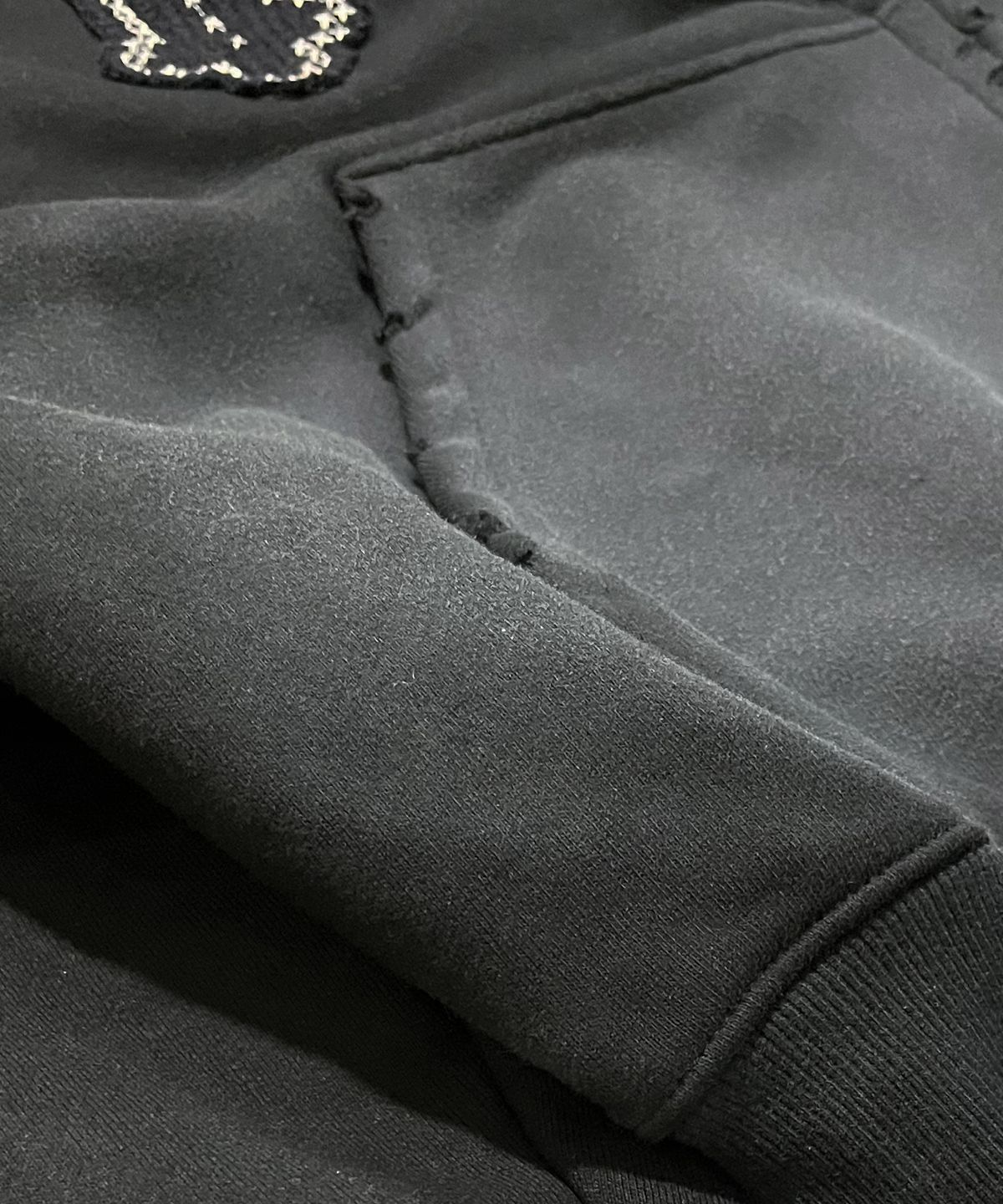 스케이터락(SK8ER ROCK) Cross-Stitch Grunge Hood Zip-Up ((black))