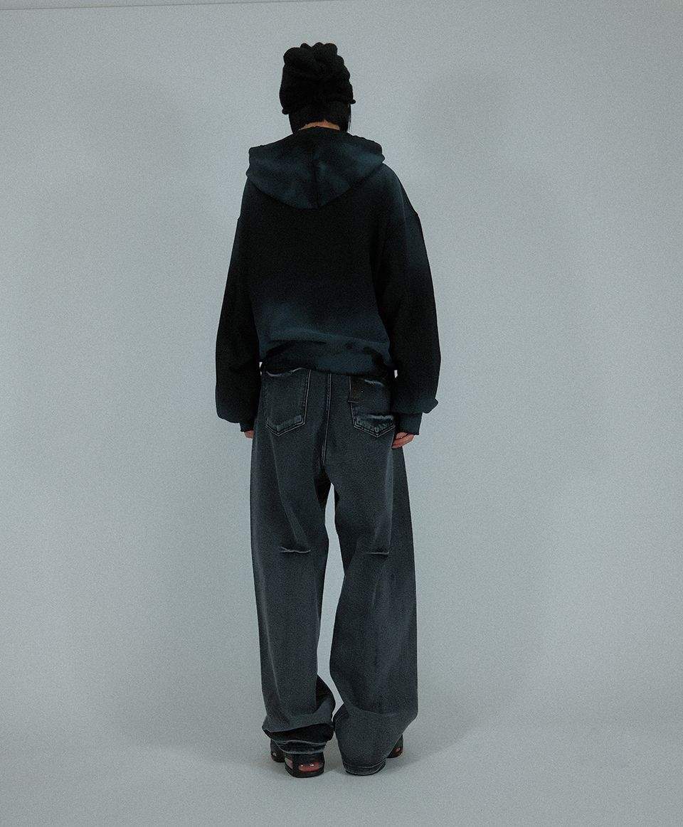 MUSINSA公式 | SK8ER ROCK Cross-Stitch Grunge Hood Zip-Up ((black))