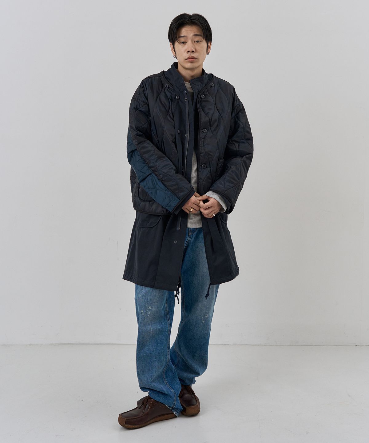 누아클레(NUAKLE) (m) 더블 레이어 필드 파카_네이비