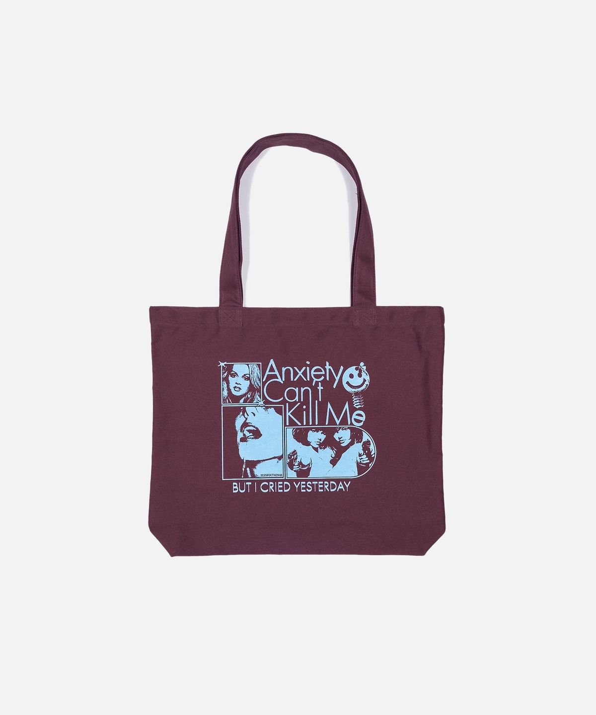 제스픽션(JESSFIXTION) ANXIETY CANT KILL ME TOTE BAG (BURGUNDY)