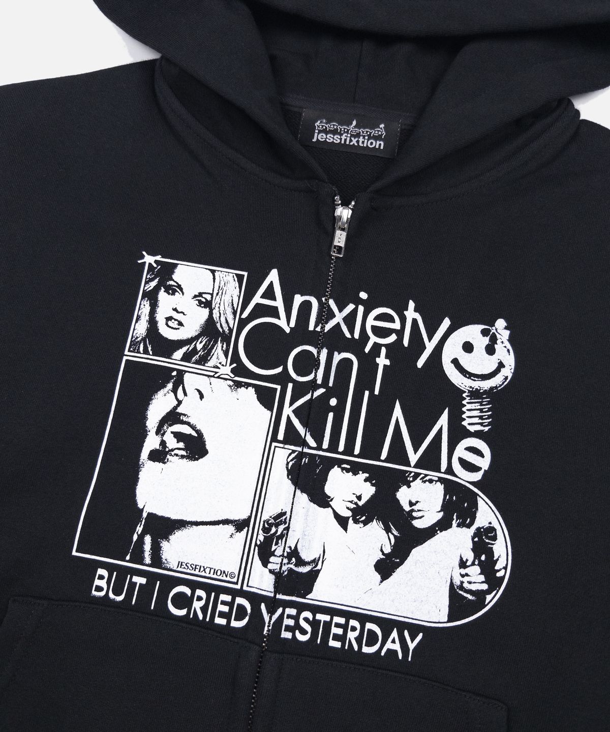 제스픽션(JESSFIXTION) ANXIETY CANT KILL ME HOOD ZIP-UP (BLACK)