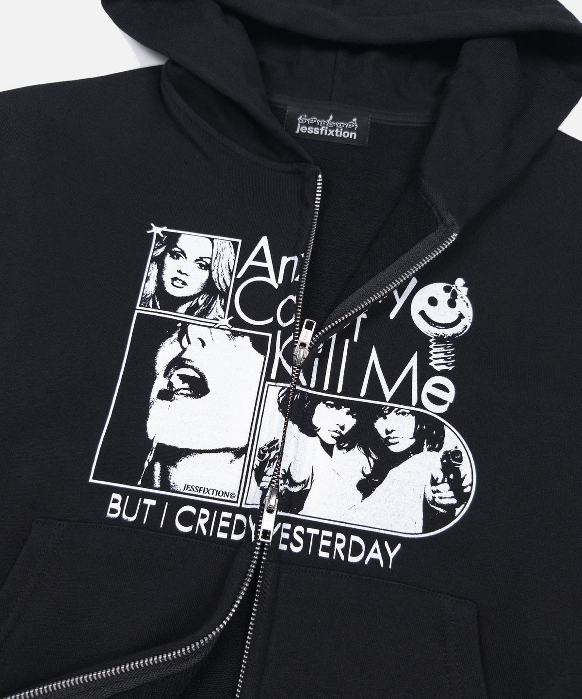 제스픽션(JESSFIXTION) ANXIETY CANT KILL ME HOOD ZIP-UP (BLACK)