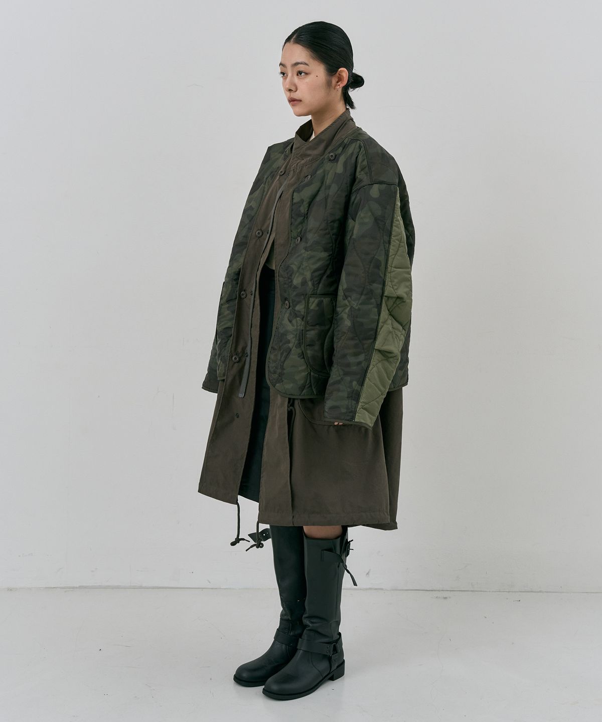 누아클레(NUAKLE) (w) 더블 레이어 필드 파카_카키
