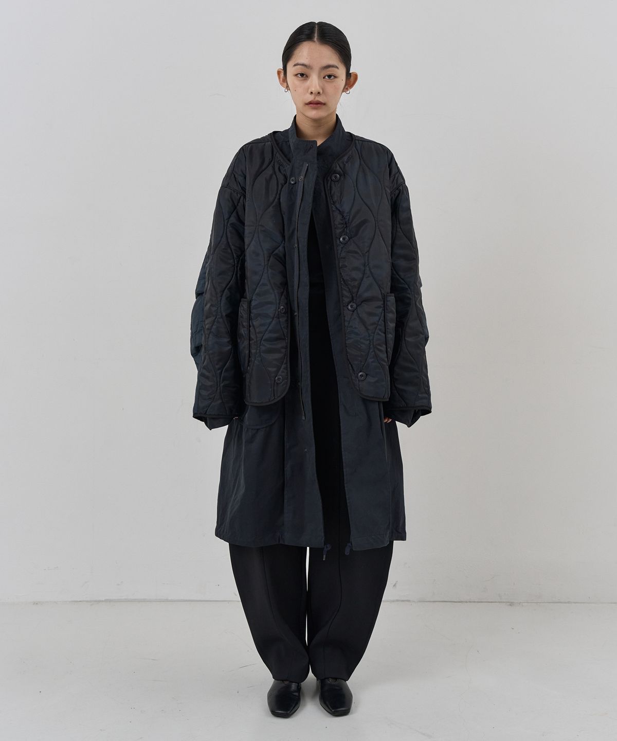누아클레(NUAKLE) (w) 더블 레이어 필드 파카_네이비